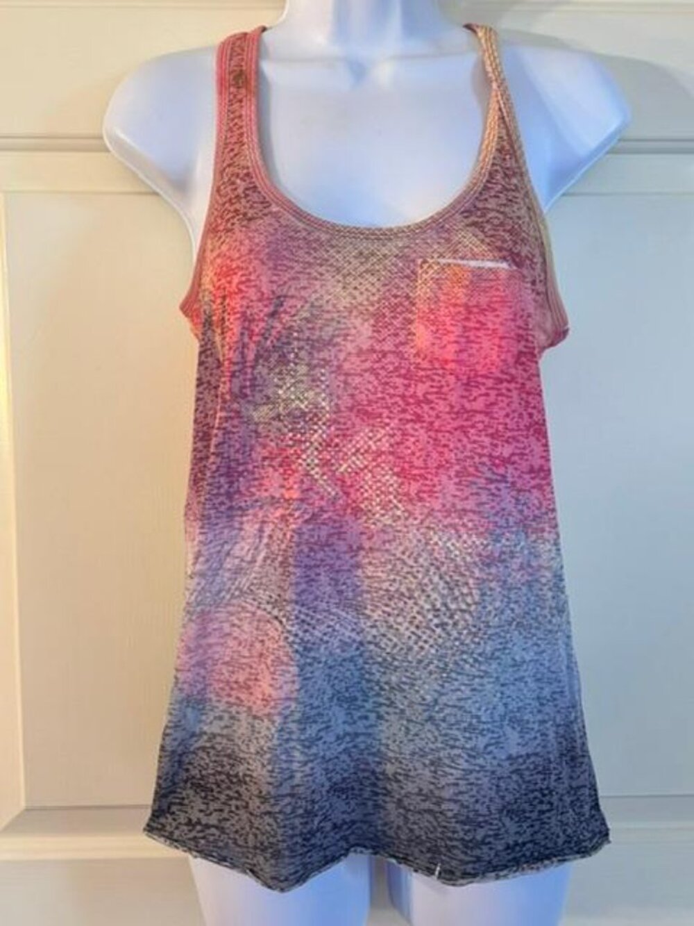 * Kirra Colorful Sheer, Textured Racerback Tank Top Size S